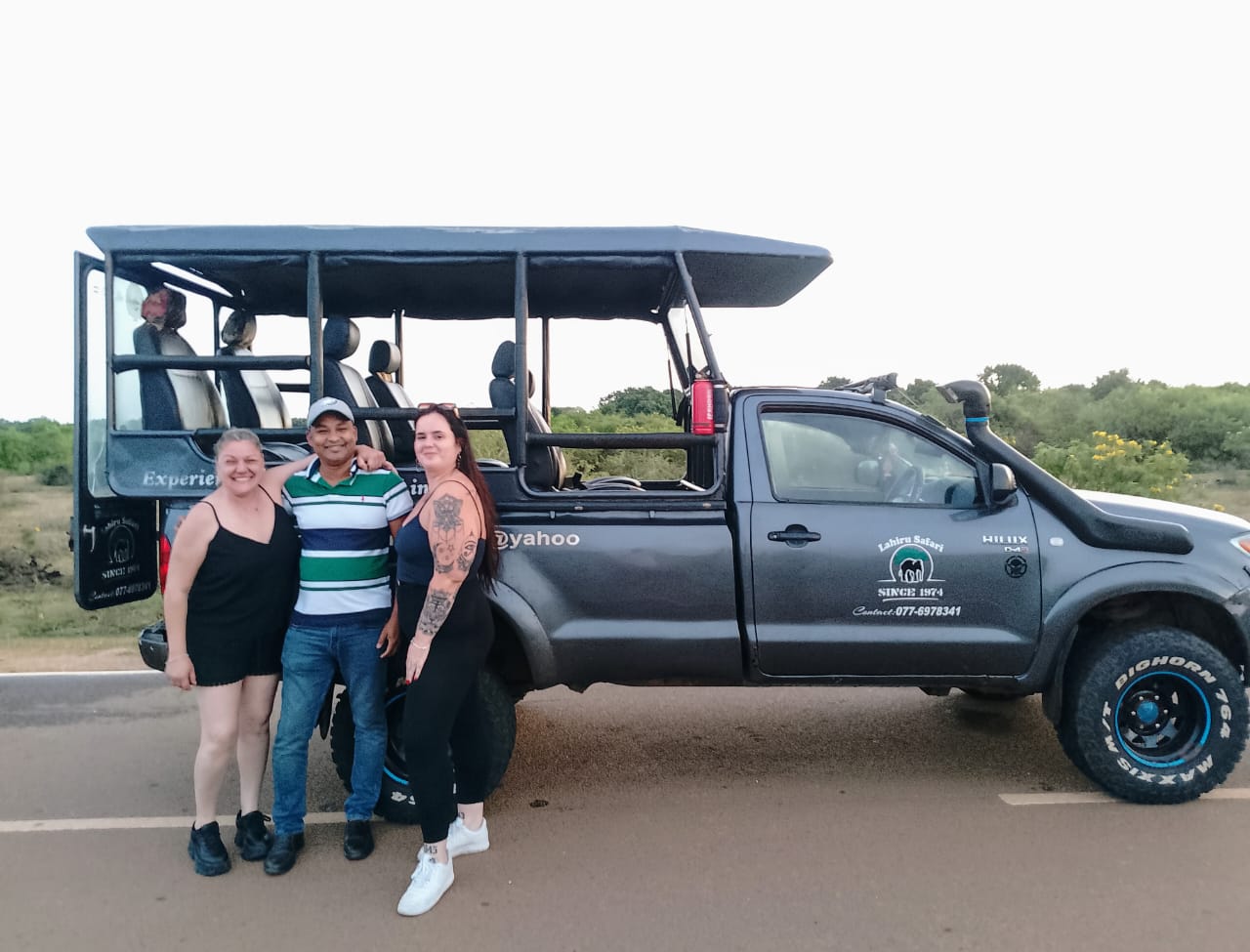 Guests with safari jeep ready for a Yala wildlife tour