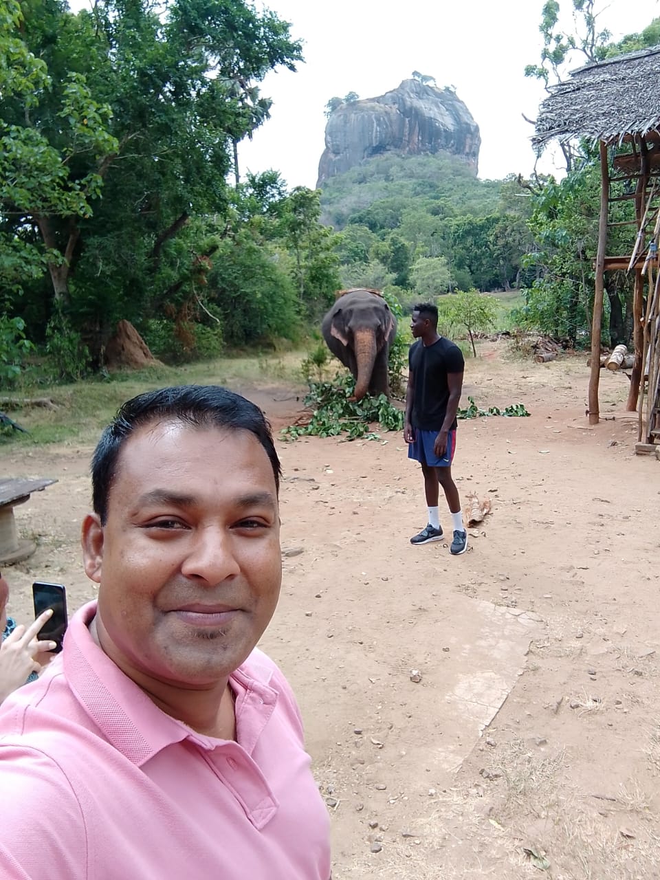 Chauffeur selfie with elephant near Sigiriya Rock
